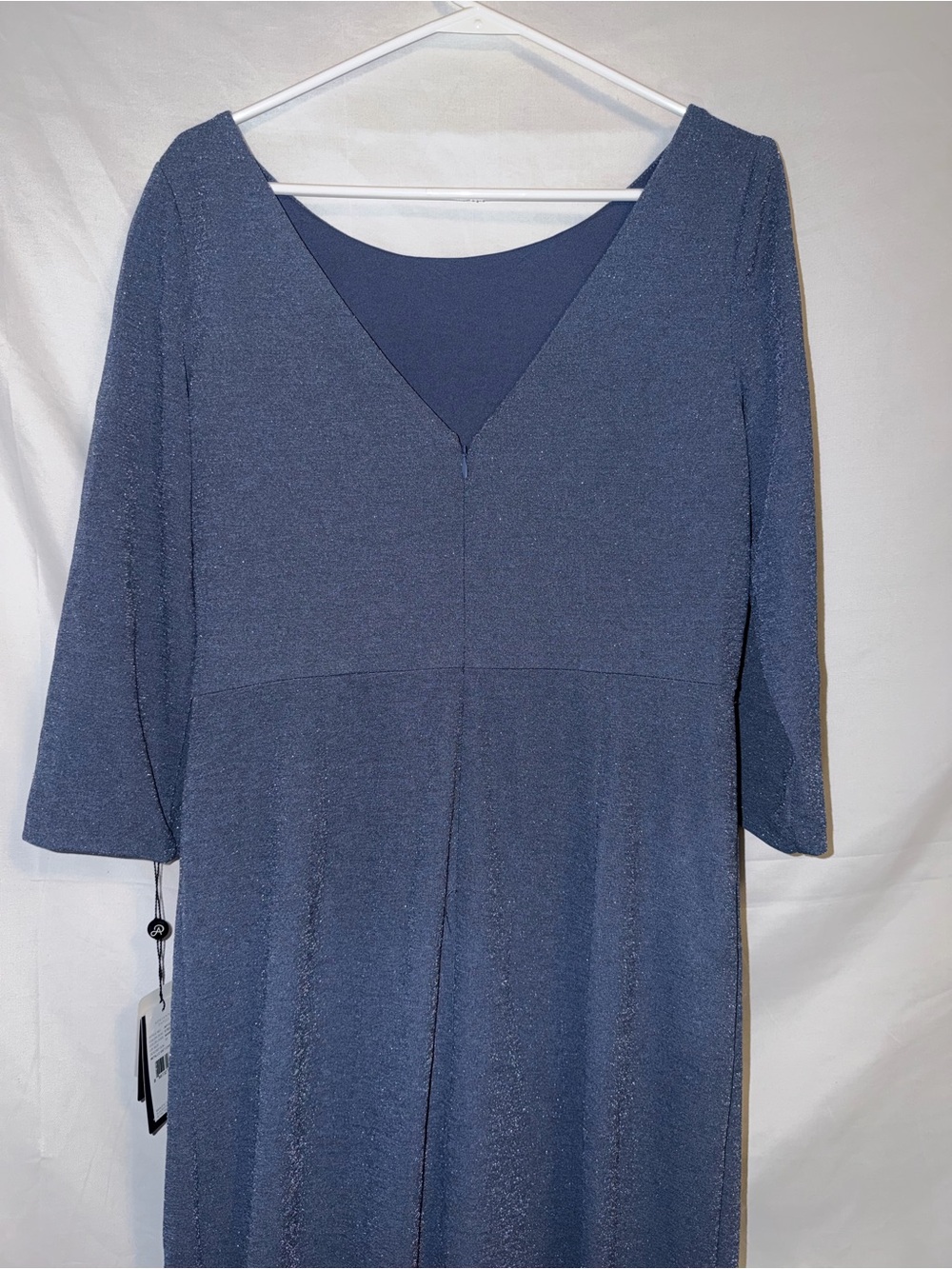 Adrianna Papell Navy Metallic V-Neck Long Sleeve Maxi Dress - Picture 6 of 11
